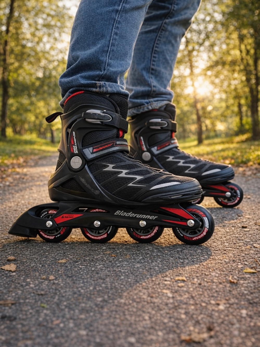 Men's Black and Red Inline Roller Skates